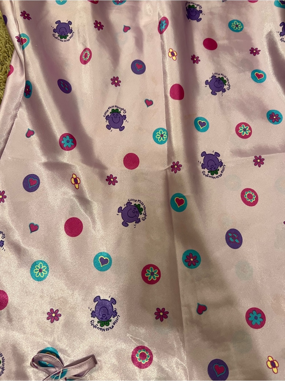 Lavender Polka Dot Satin Chemise with Adjustable Straps - Picture 3 of 7